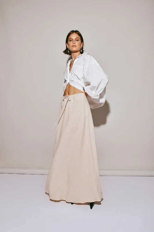 Elodie Linen Maxi Skirt Oatmeal