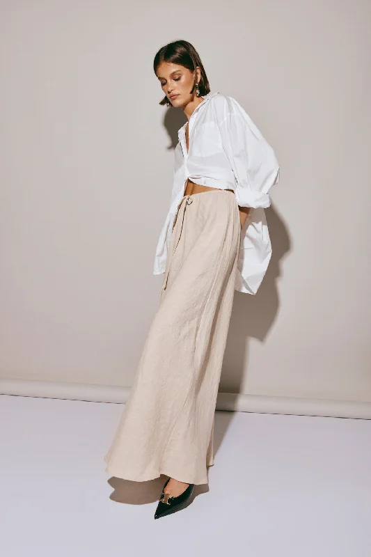 Elodie Linen Maxi Skirt Oatmeal