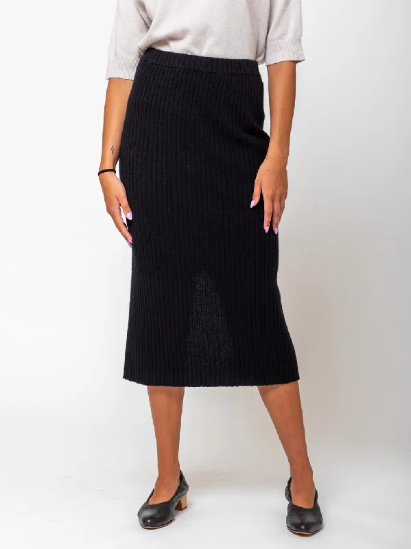 Ribbed Cashmere Skirt - Black