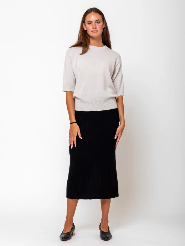 Ribbed Cashmere Skirt - Black