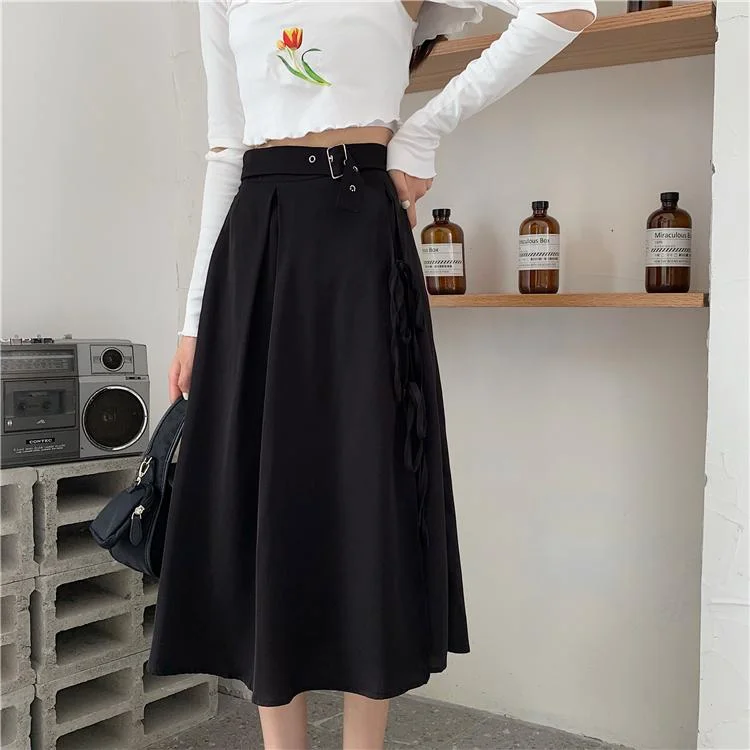 Women's Asymmetric Drawstring A-line Slit Skirts