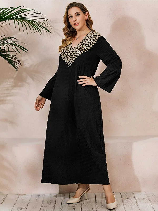 KittenAlarm - Plus Size Ruffle Sleeve Maxi Dress