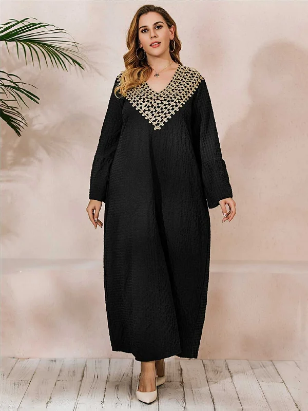 KittenAlarm - Plus Size Ruffle Sleeve Maxi Dress