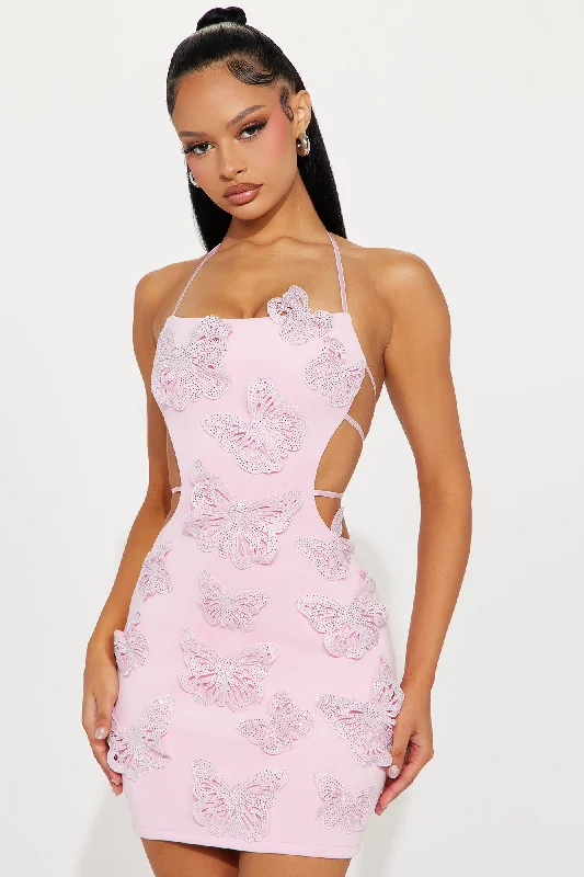 Annicka Butterfly Mini Dress - Pink