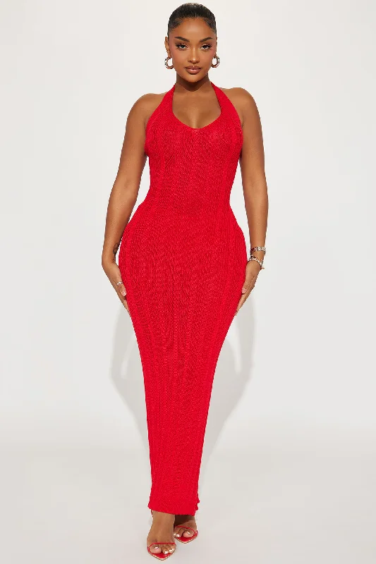 Briella Crochet Maxi Dress - Red