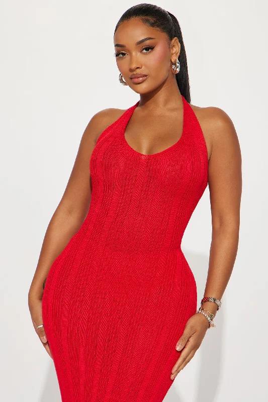 Briella Crochet Maxi Dress - Red