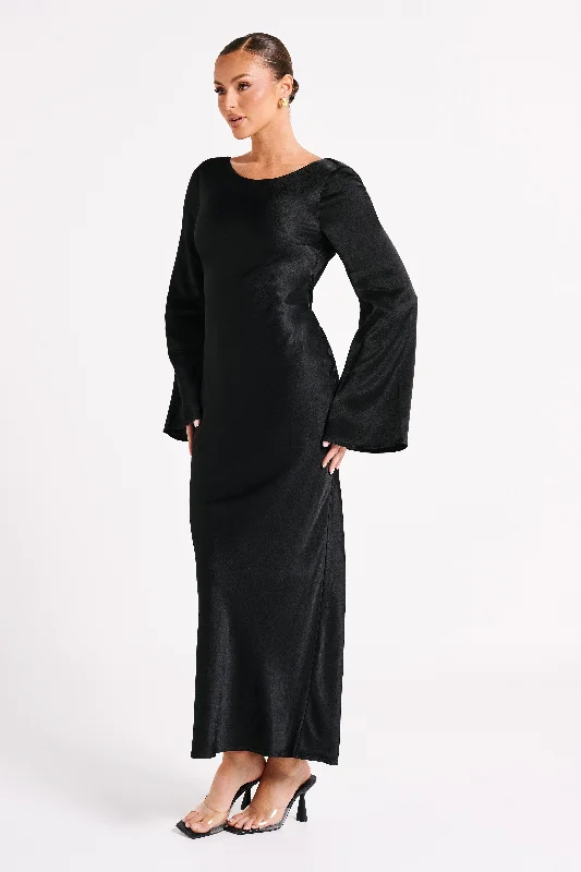 Fernanda Long Sleeve Maxi Dress - Black