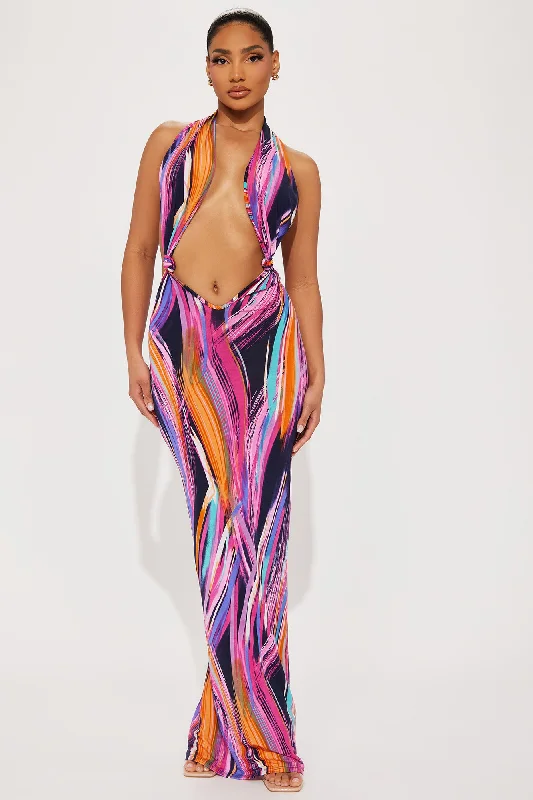 Ivanka Backless Maxi Dress - Multi Color