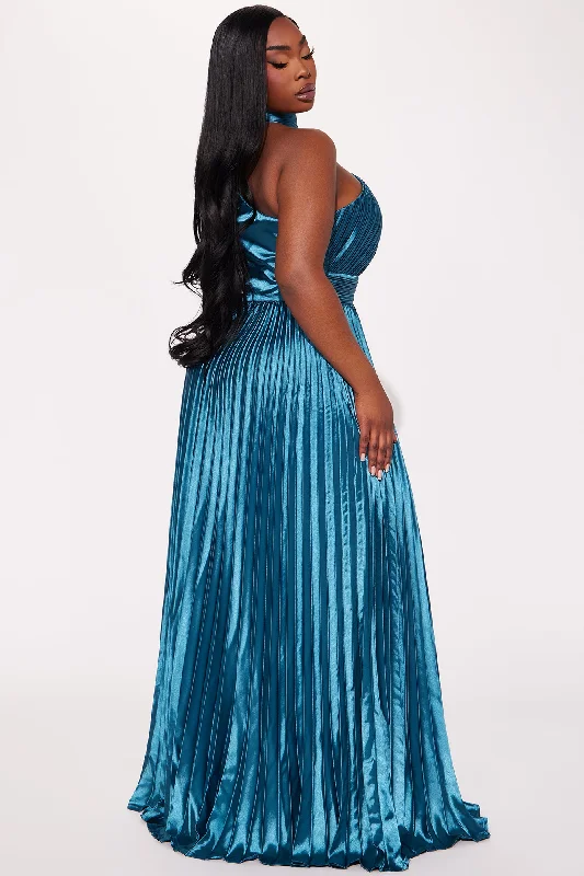 Unforgettable Night Satin Gown - Teal