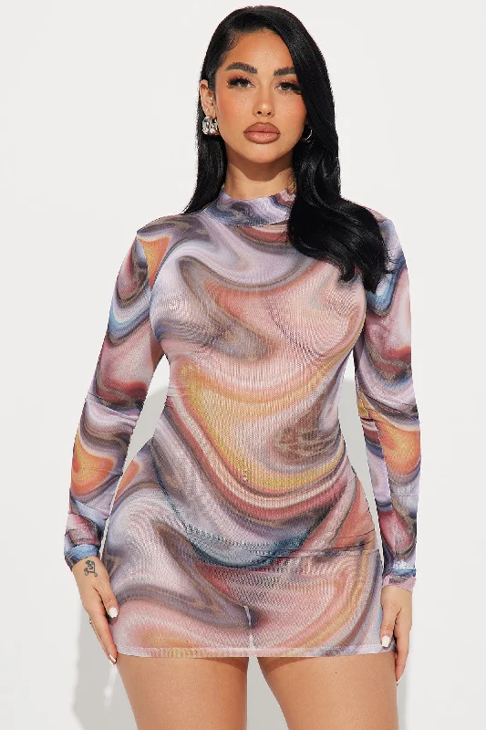 Unique Vibe Mesh Mini Dress - Multi Color