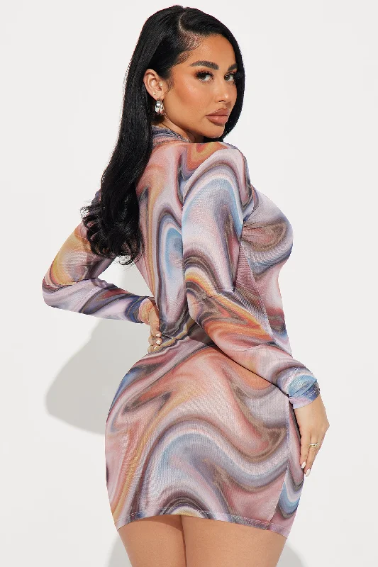 Unique Vibe Mesh Mini Dress - Multi Color